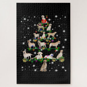 Labrador Weihnachtsbaum bedeckt durch Blitzlicht Puzzle