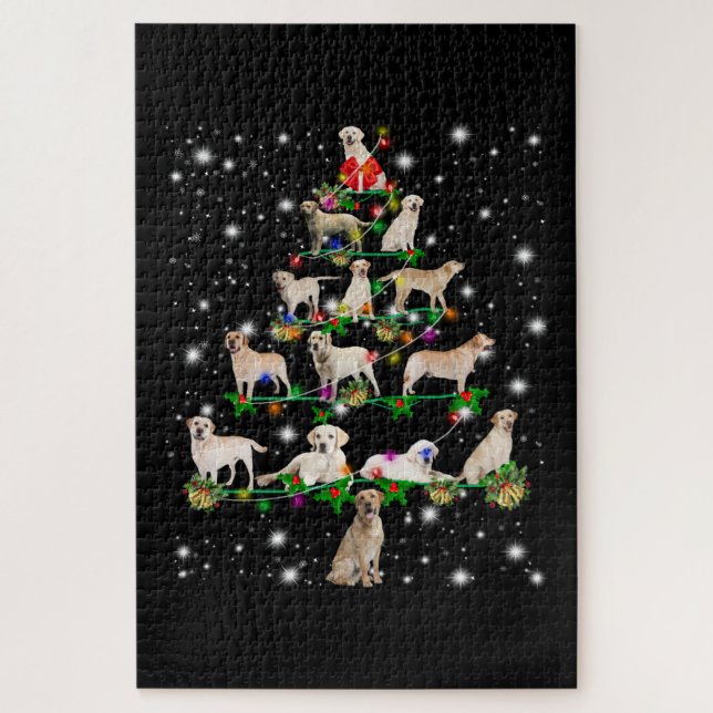 Labrador Weihnachtsbaum bedeckt durch Blitzlicht Puzzle (Vertikal)
