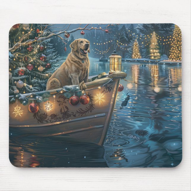 Labrador Weihnachtsfestliche Reise Mousepad (Vorne)