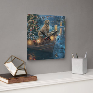 Labrador Weihnachtsfestreise Quadratische Wanduhr