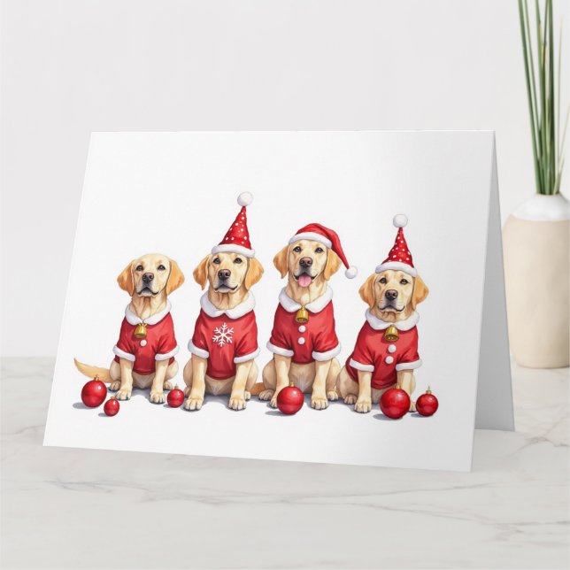 Labrador-Weihnachtskleid mit Santa-Hut Karte (Vorderseite)