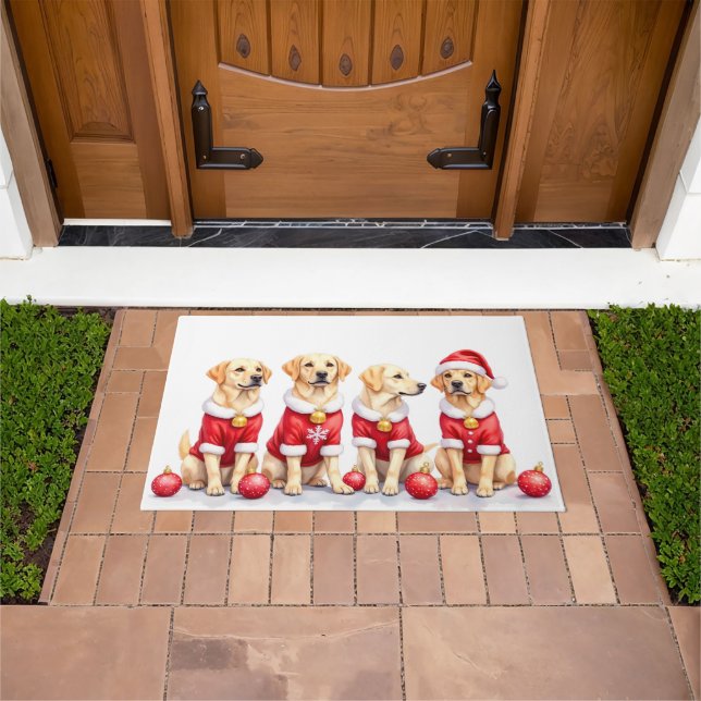 Labrador-Weihnachtskleid Santa-Hut Fußmatte (Außenbereich)