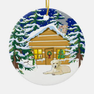 Labrador-Weihnachtsklotz-Kabine Keramikornament
