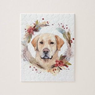 Labrador-Weihnachtskranz Festiver Hund Puzzle