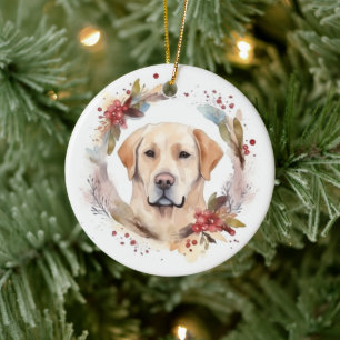 Labrador-Weihnachtskranz Festlicher Hund Keramik Ornament