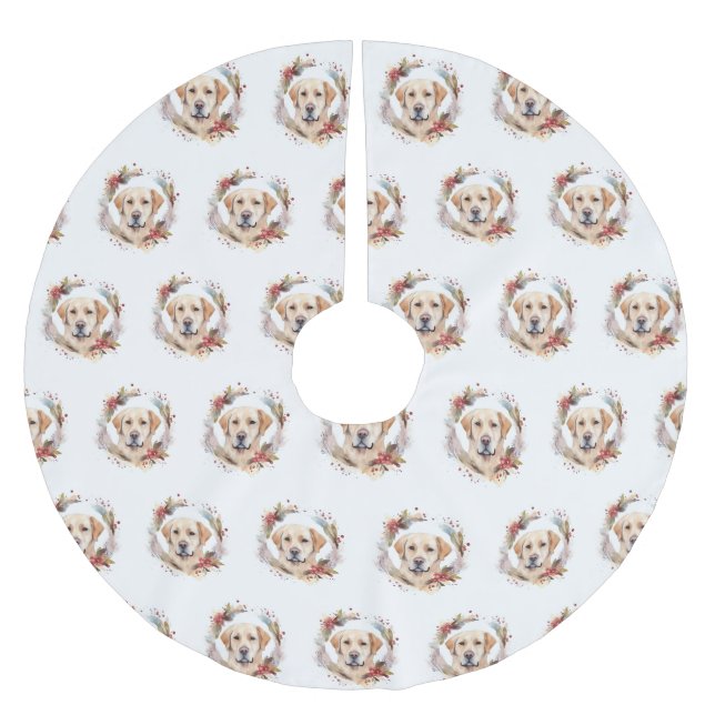 Labrador Weihnachtsmann Polyester Weihnachtsbaumdecke (Vorderseite)