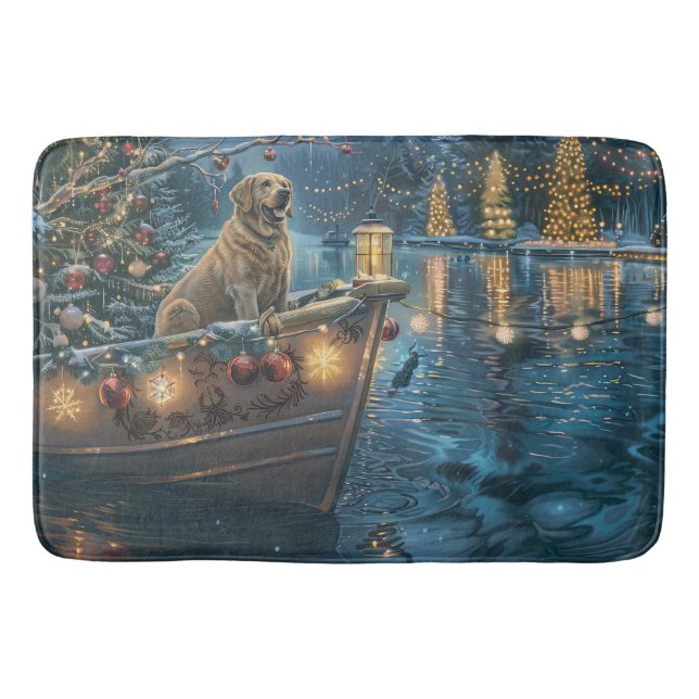 Labrador Weihnachtsreise Badematte (Vorderseite)