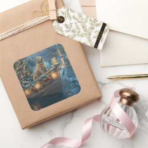 Labrador Weihnachtsreise Quadratischer Aufkleber