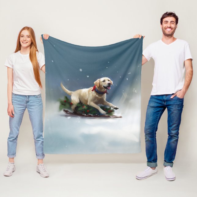 Labrador Weihnachtsschnee Winter Fleecedecke (Beispiel)