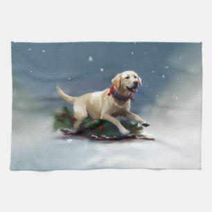 Labrador Weihnachtsschnee Winter Geschirrtuch