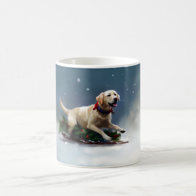 Labrador Weihnachtsschnee Winter Kaffeetasse (Mittel)