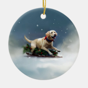 Labrador Weihnachtsschnee Winter Keramik Ornament