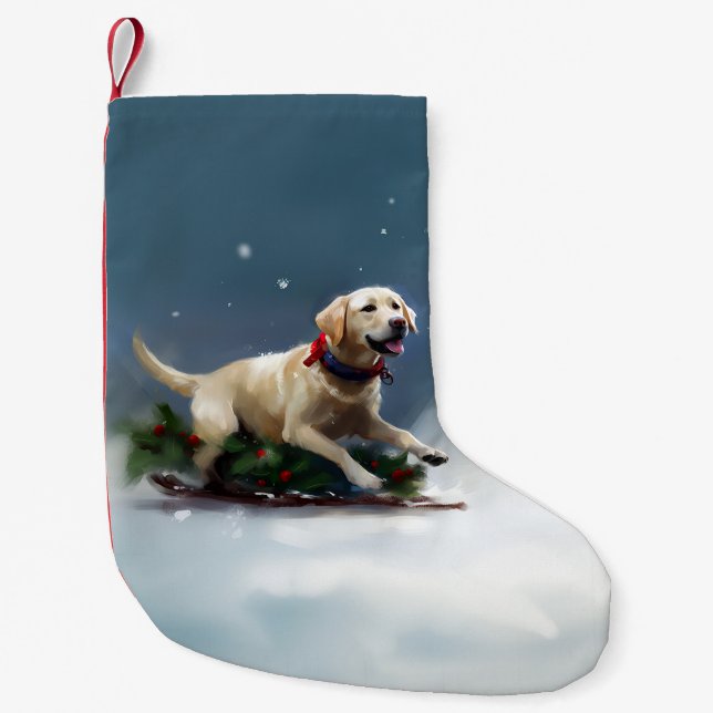 Labrador Weihnachtsschnee Winter Kleiner Weihnachtsstrumpf (Vorderseite)