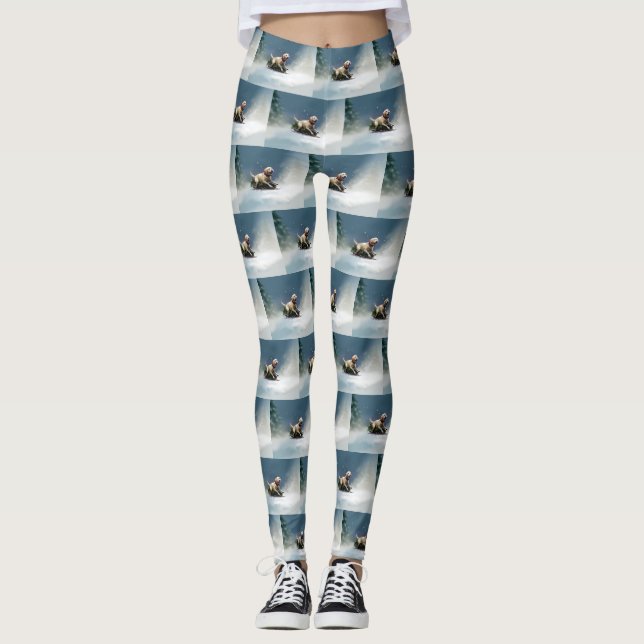 Labrador Weihnachtsschnee Winter Leggings (Vorderseite)
