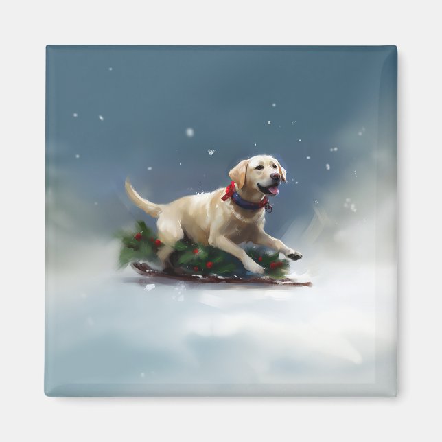 Labrador Weihnachtsschnee Winter Magnet (Vorne)