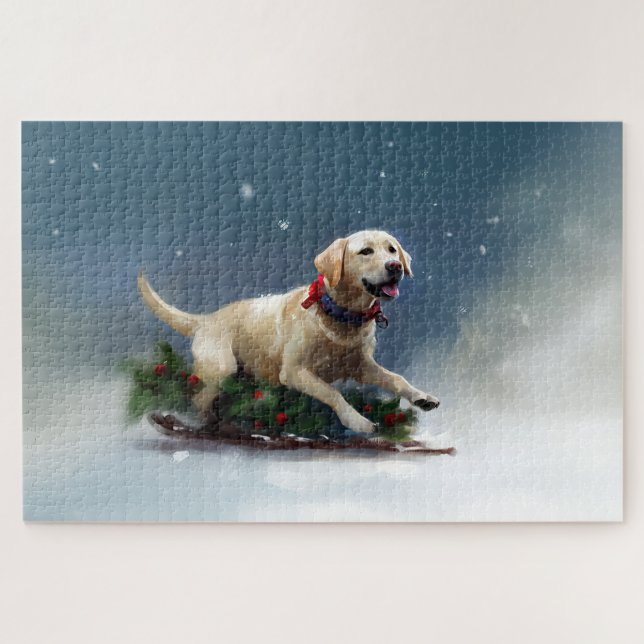 Labrador Weihnachtsschnee Winter Puzzle (Horizontal)