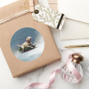 Labrador Weihnachtsschnee Winter Runder Aufkleber