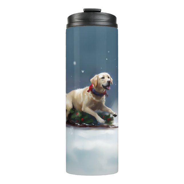 Labrador Weihnachtsschnee Winter Thermosbecher (Vorderseite)