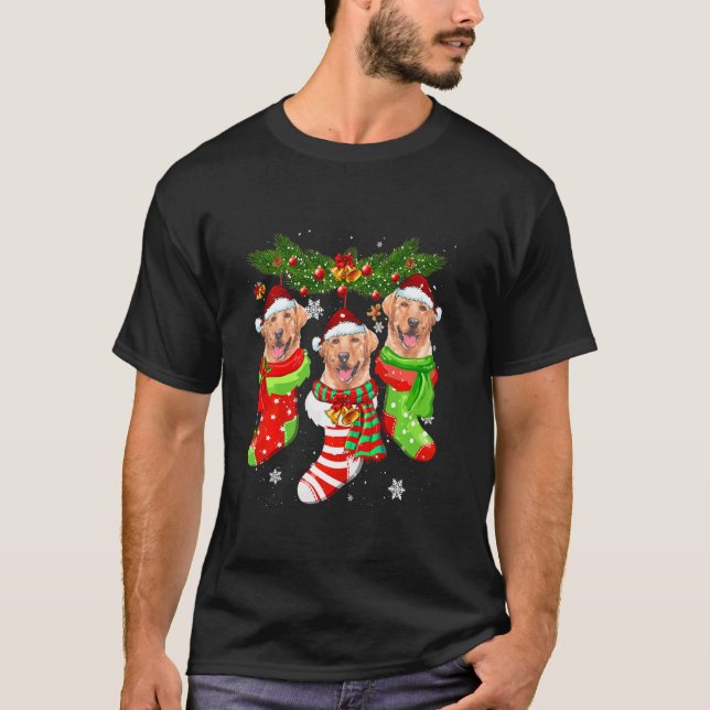Labrador Weihnachtssocken Tree Light Xmas Weihnach T-Shirt (Vorderseite)