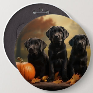 Labrador Welpe Herbstfreude Kürbis Button