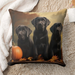 Labrador Welpe Herbstfreude Kürbis Kissen