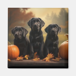 Labrador Welpe Herbstfreude Kürbis Magnet