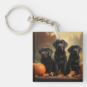 Labrador Welpe Herbstfreude Kürbis Schlüsselanhänger