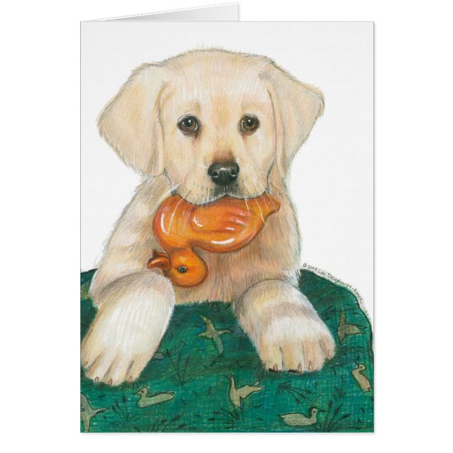 Labrador Welpe mit Rubber Ducky (Vorne)
