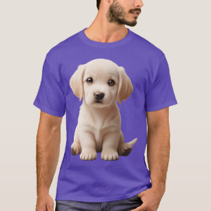Labrador-Welpe sitzt, Schwanz zeigt Retro-Stil T-Shirt