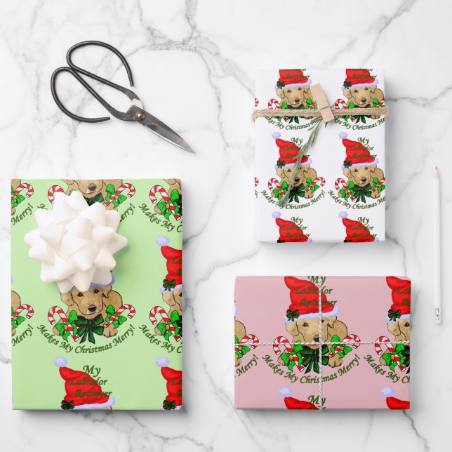 Labrador Welpe Weihnachten Geschenkpapier Set (Vorderseite)