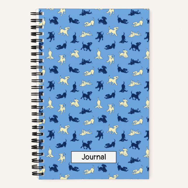 Labrador Welpen auf Blue Small Custom Spiral Noteb Notizbuch (Vorderseite)