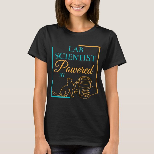 LABRADOR WISSENSCHAFTLER MIT KATZEN UND KAFFEE - L T-Shirt (Vorderseite)