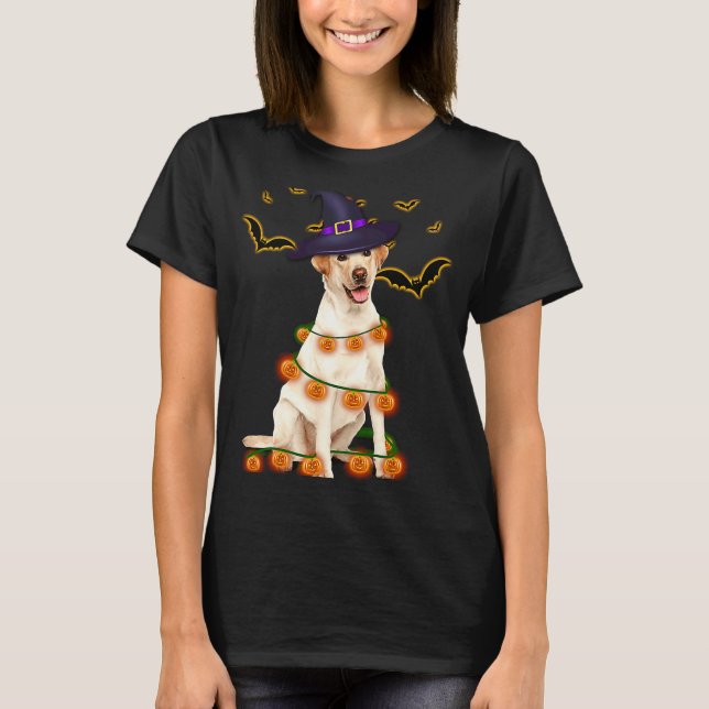 Labrador Wizard Hat Tree Lights Pumpkin Party Hall T-Shirt (Vorderseite)