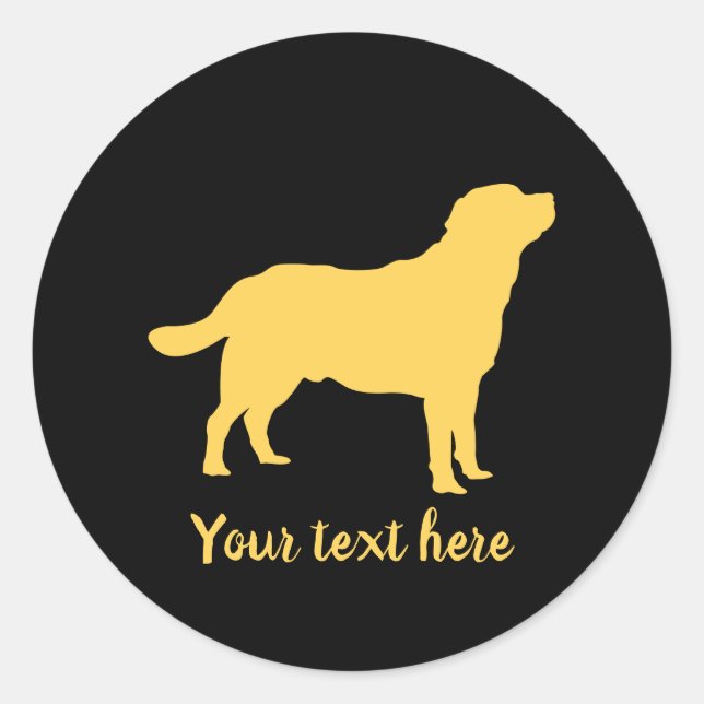 Labrador Yellow Stehend Labrador Silhouette & Text Runder Aufkleber (Vorderseite)