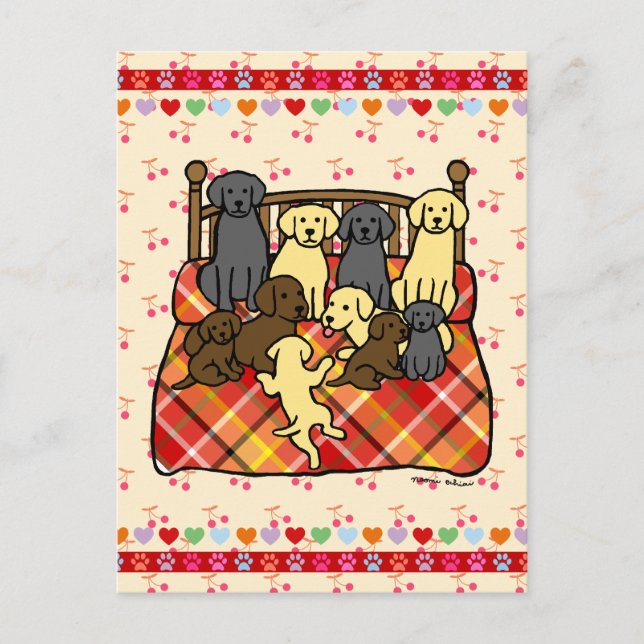 Labradoren auf der King Size Bed Postkarte (Vorderseite)