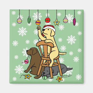Labradoren und Weihnachtsschmuck Cartoon Magnet