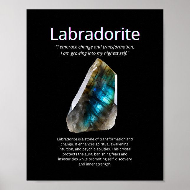 Labradorite Crystal Stone Bedeutung Poster (Vorne)