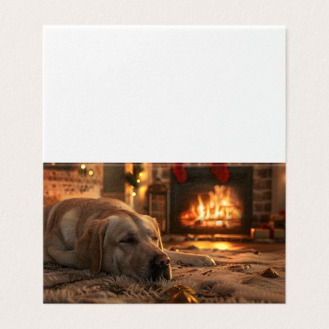 Labrador's Cosy Fireplace Card (Außenseite Aufgefaltet)