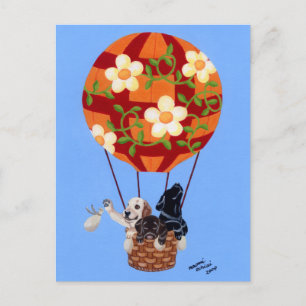 Labradors & Hot Air Balloon Painting Postkarte