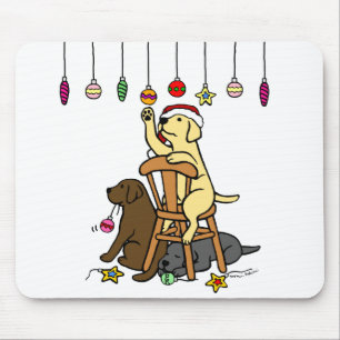 Labradors und Weihnachtsverzierungs-Cartoon Mousepad