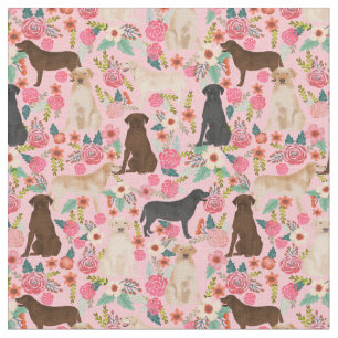 Labradors Vintage Blumen pink Stoff