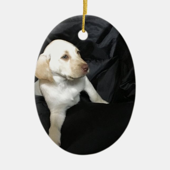 Labradorwelpe Sadie Keramikornament (Vorne)