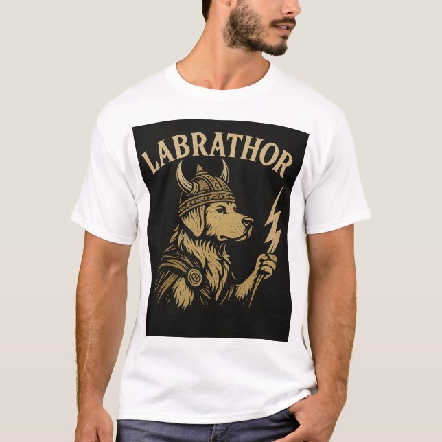 "LABRATHOR" Labrador Norse Warrior T - Shirt (Vorderseite)