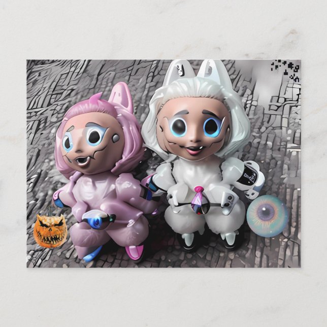 Labubu Tricks und Leckereien Postkarte (Vorderseite)