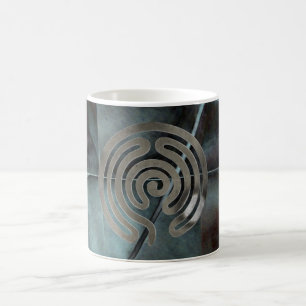 Labyrinth antikes Silber Mosaikgrunge Kaffeetasse