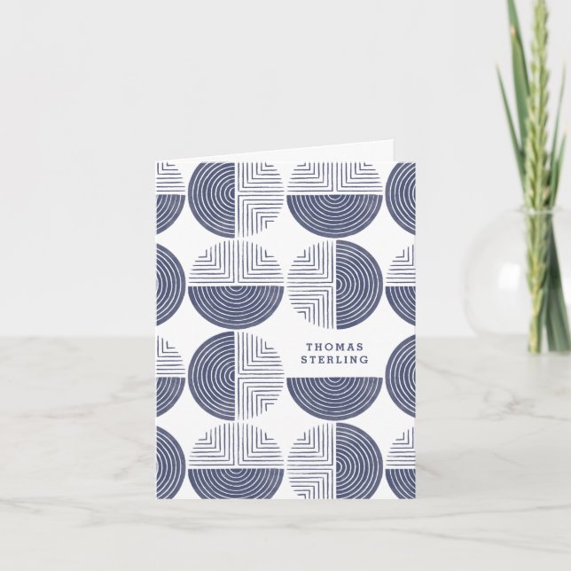 Labyrinth Circle Pattern Note Card - Blau Dankeskarte (Vorderseite)