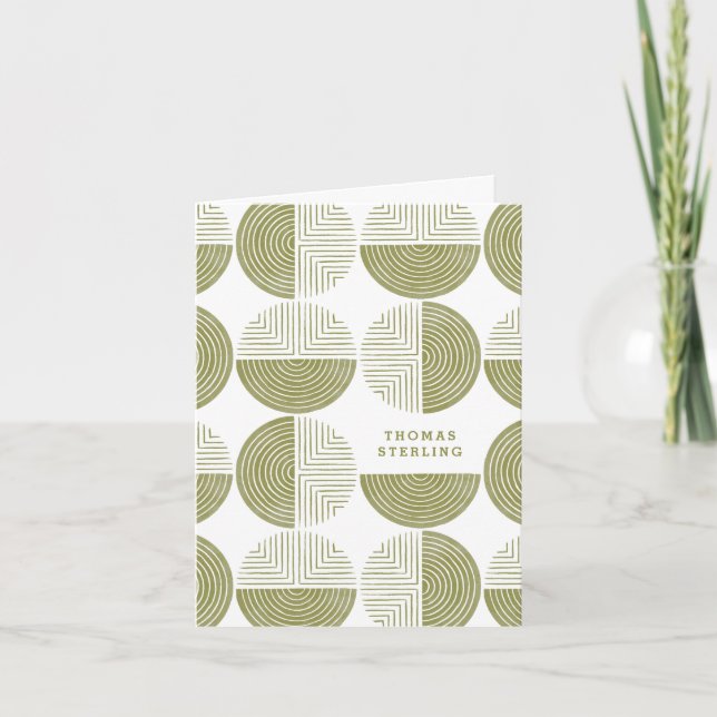 Labyrinth Circle Pattern Note Card - Green Dankeskarte (Vorderseite)