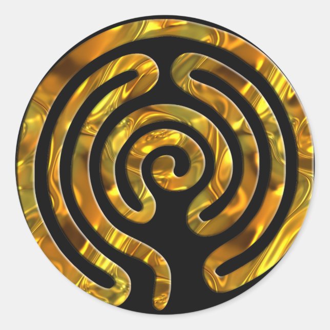 Labyrinth GOLD | schwarz Runder Aufkleber (Vorderseite)
