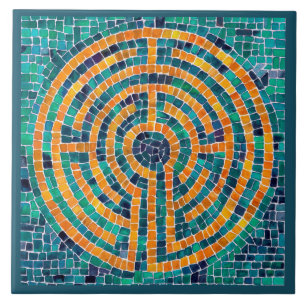 LABYRINTH II 4.25x4.25 Keramik Tile - Grün Fliese