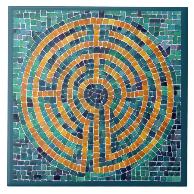 LABYRINTH II 4.25x4.25 Keramik Tile - Grün Fliese (Vorderseite)